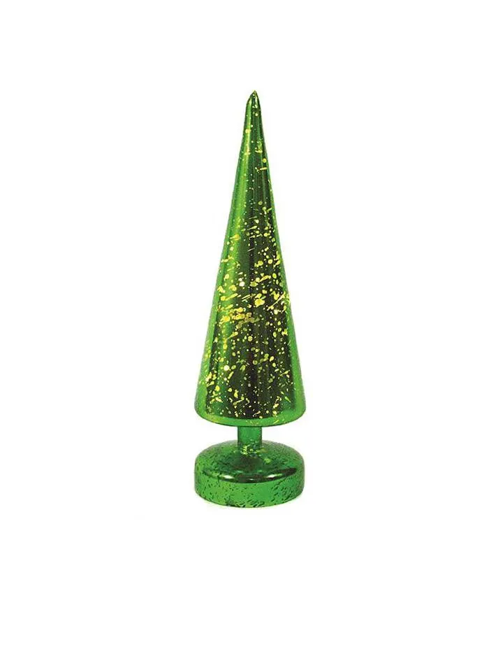 10.25" LED Lighted Color Changing Green Mercury Glass Christmas Tree Table Top Decoration