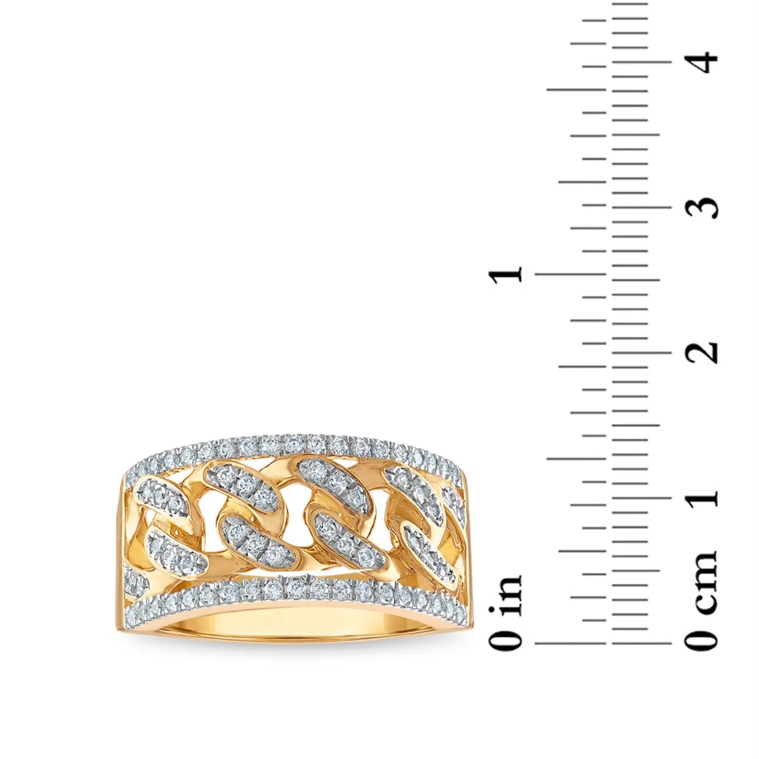 1/2 CTW Diamond Cuban Link Ring in 10KT Yellow Gold