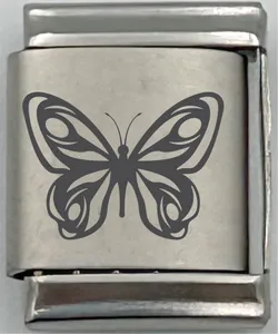 13mm Laser Engraved Charm - Butterfly