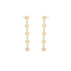 14K GOLD 5 ITTY BITTY ROUND DISC DRIP POST EARRING