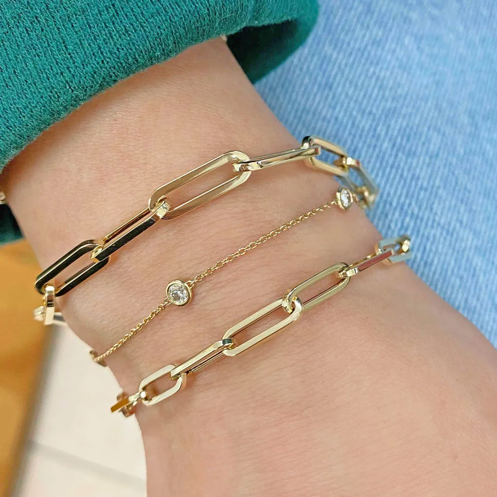 14K Large Paper Clip Chain Bracelet