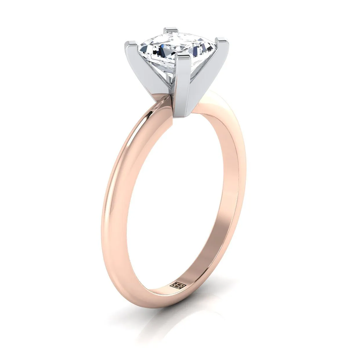 14K Rose Gold Princess Cut  Classic Low Base Solitaire Engagement Ring