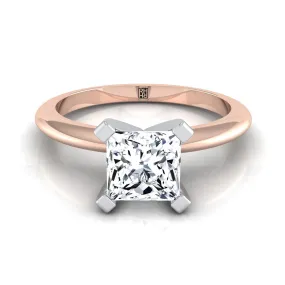 14K Rose Gold Princess Cut  Classic Low Base Solitaire Engagement Ring