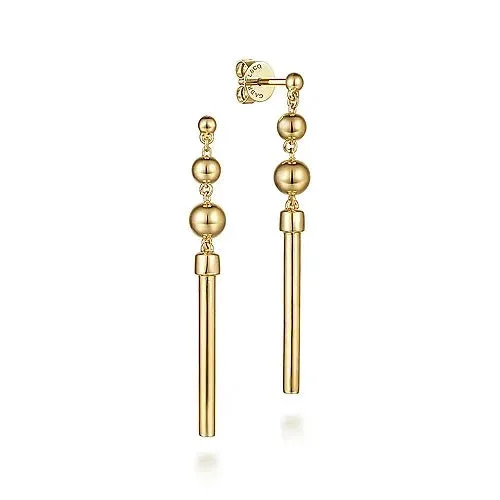 14K Yellow Gold Bujukan Drop Earrings