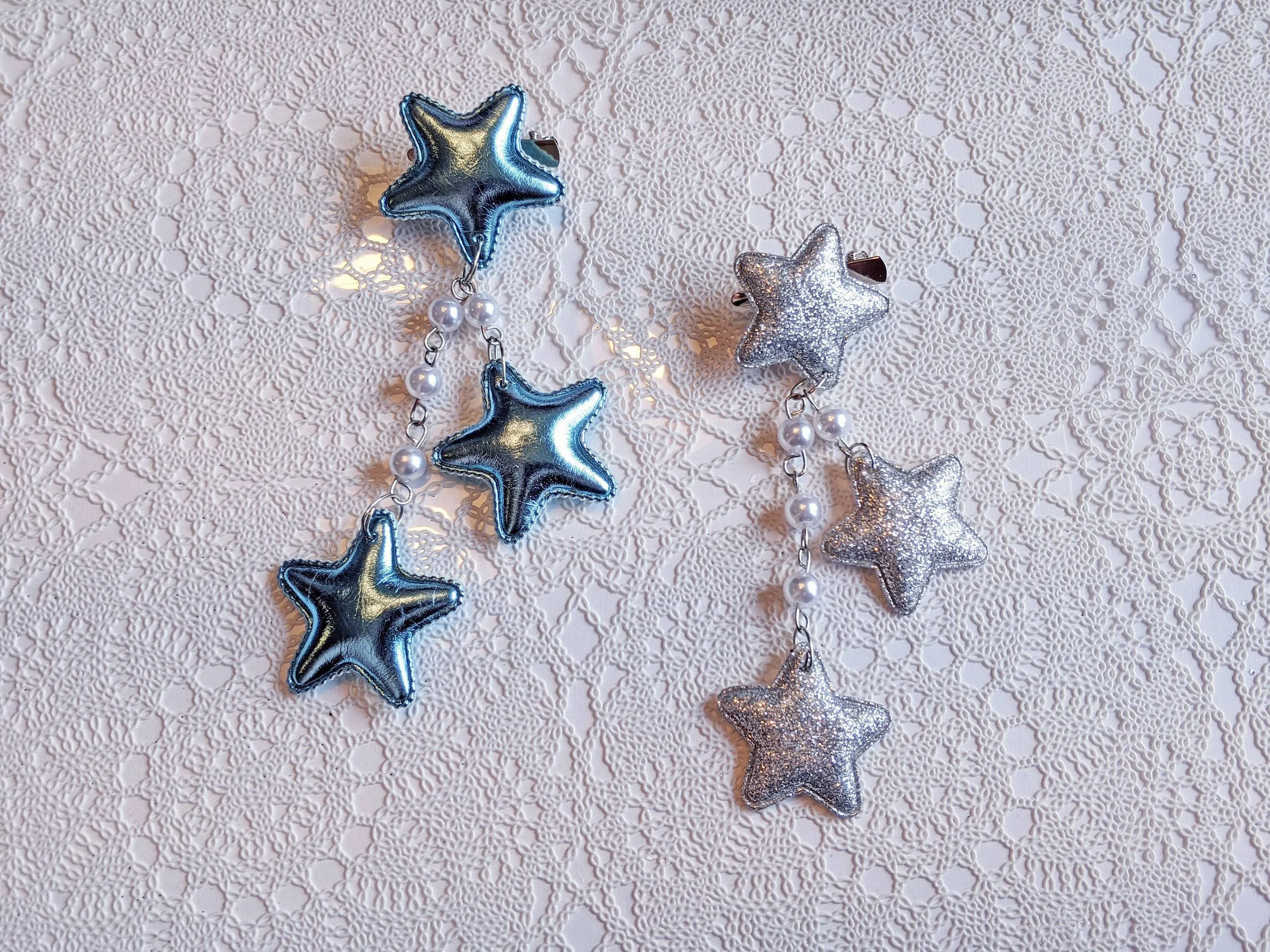 2-Way Silver Glitter Small Star Clip