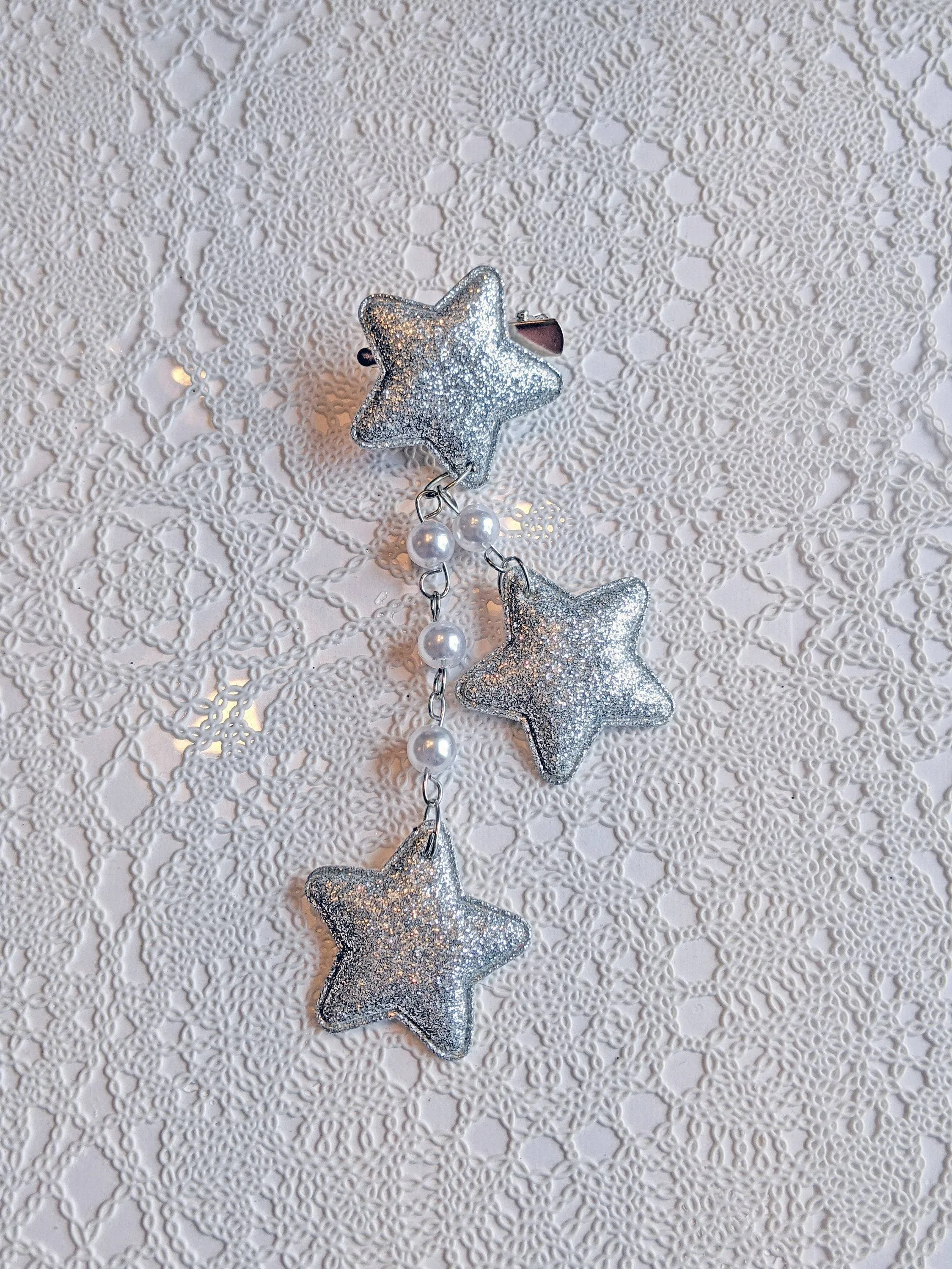 2-Way Silver Glitter Small Star Clip