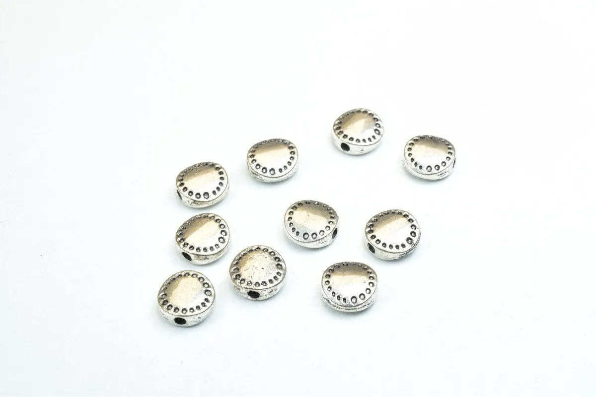 20 PCs Round Spacer Diamond Cut Alloy Charm Beads Connector Size 8mm Hole Size 0.8mm For Jewelry Making