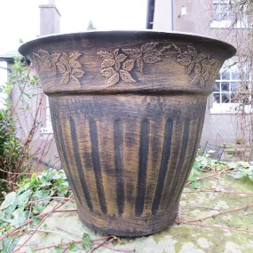 34cm Floral Fluted Planter Gold Plant Pot