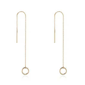 9kt Gold Circle Threader Earring