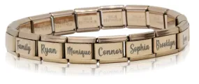 9mm Full Engraved Name Italian Charm Bracelet (Rose Gold)