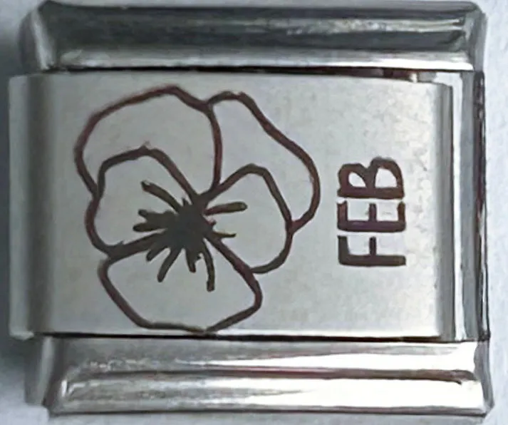 9mm Laser Italian Charm - February Flower