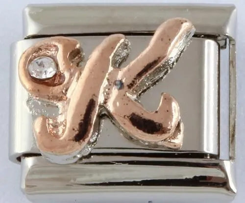 9mm Rose Gold Plated Letter K Charm