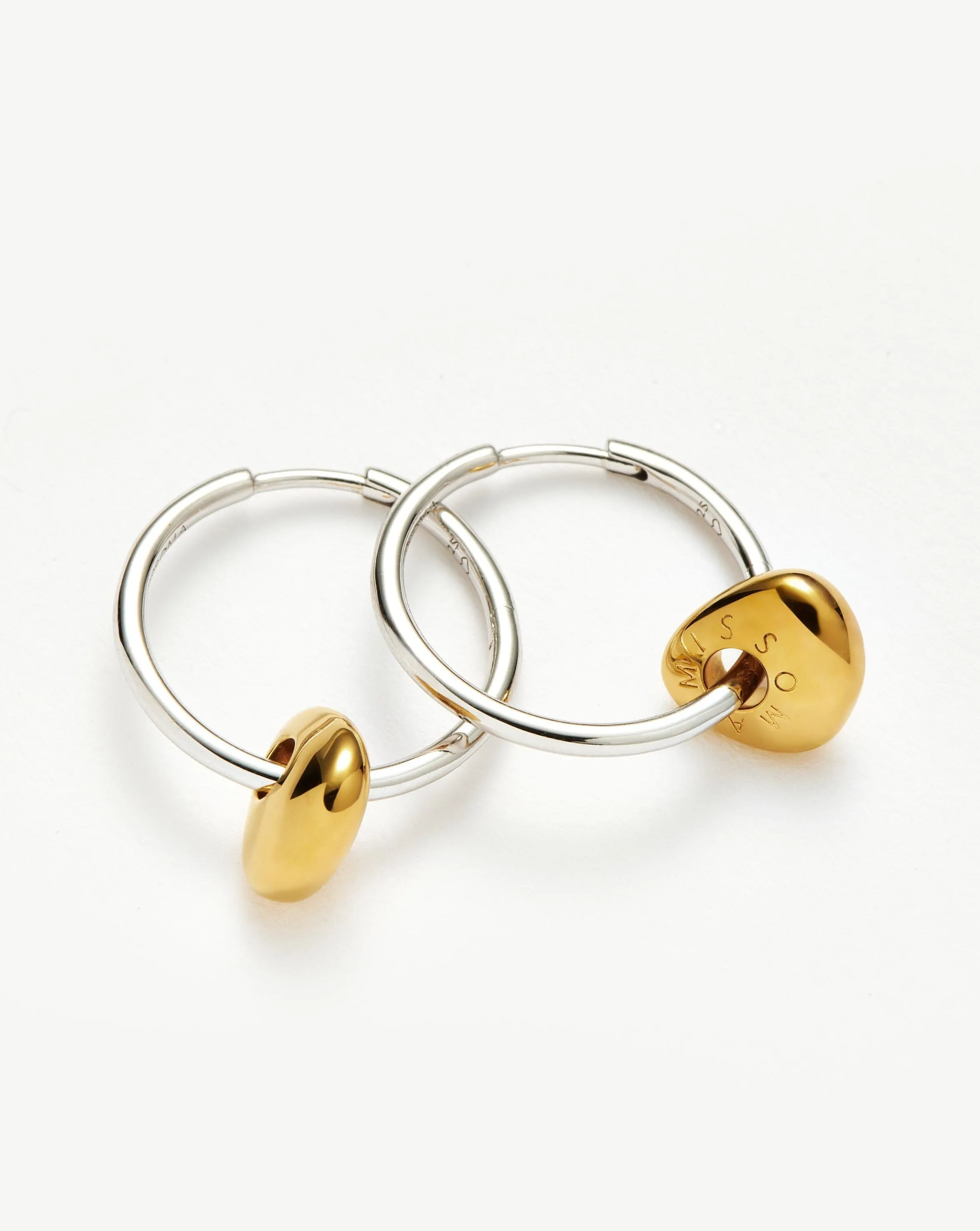 Abacus Nugget Small Charm Hoop Earrings | 18ct Recycled Gold Vermeil and Rhodium on Sterling Silver