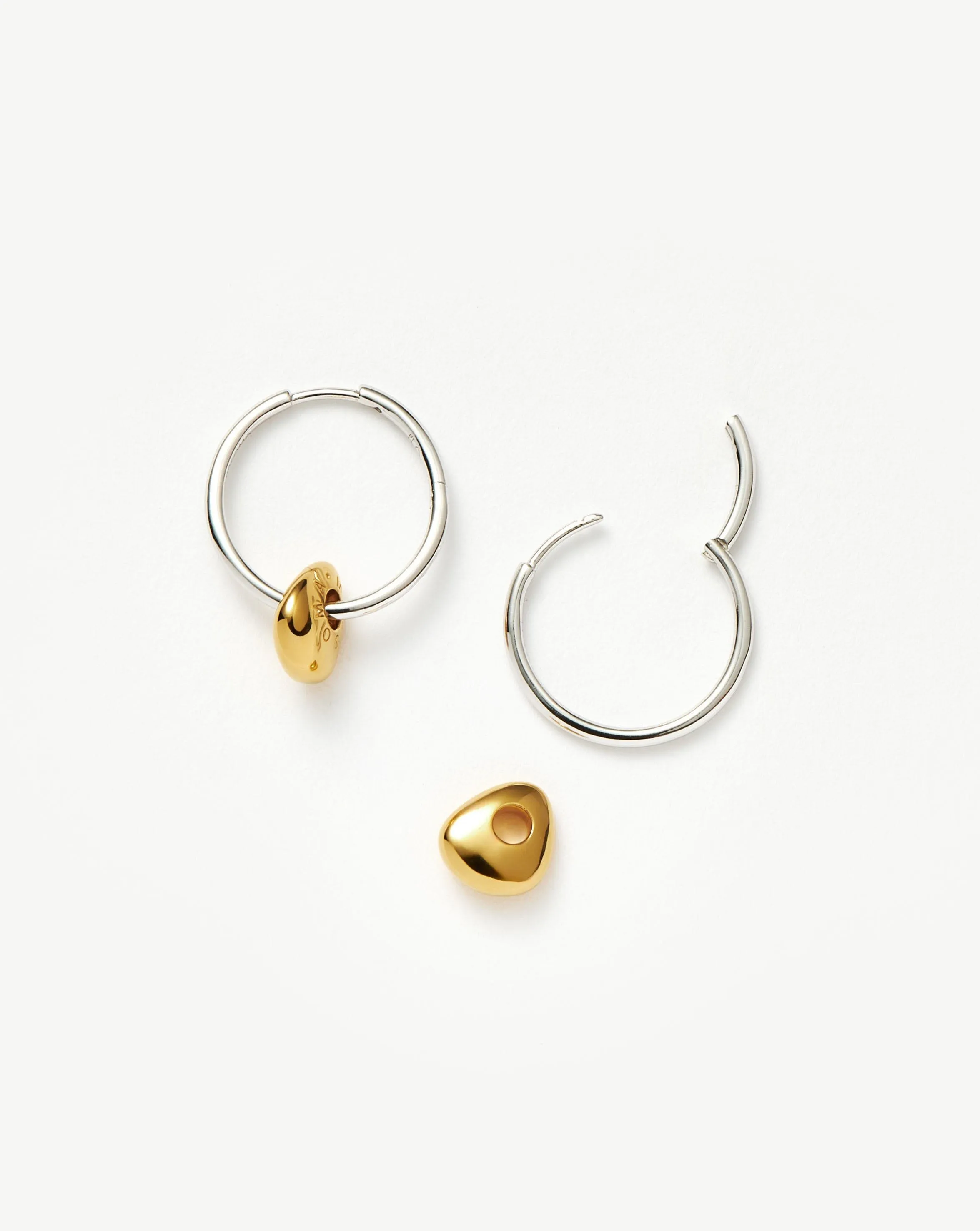 Abacus Nugget Small Charm Hoop Earrings | 18ct Recycled Gold Vermeil and Rhodium on Sterling Silver