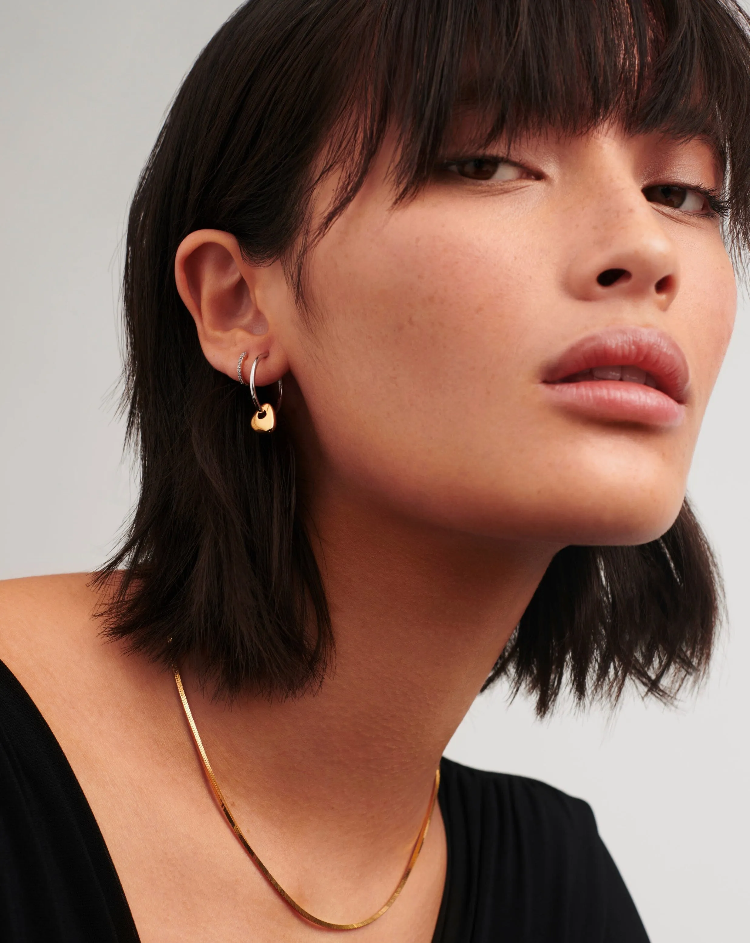 Abacus Nugget Small Charm Hoop Earrings | 18ct Recycled Gold Vermeil and Rhodium on Sterling Silver