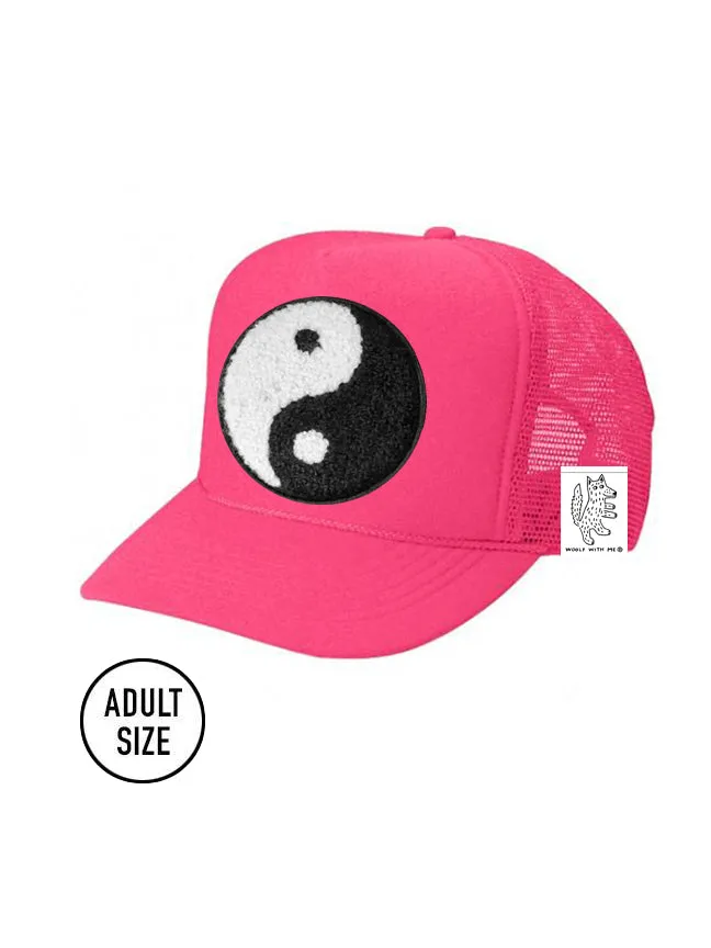 ADULT Trucker Hat with Interchangeable Velcro Patch (Neon Pink)