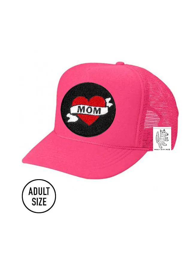 ADULT Trucker Hat with Interchangeable Velcro Patch (Neon Pink)