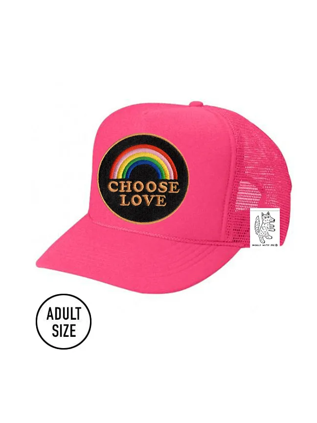 ADULT Trucker Hat with Interchangeable Velcro Patch (Neon Pink)