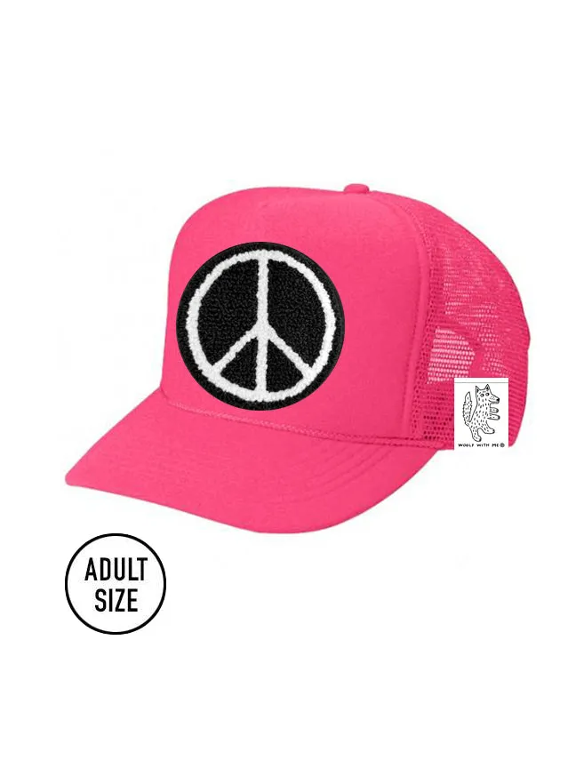 ADULT Trucker Hat with Interchangeable Velcro Patch (Neon Pink)