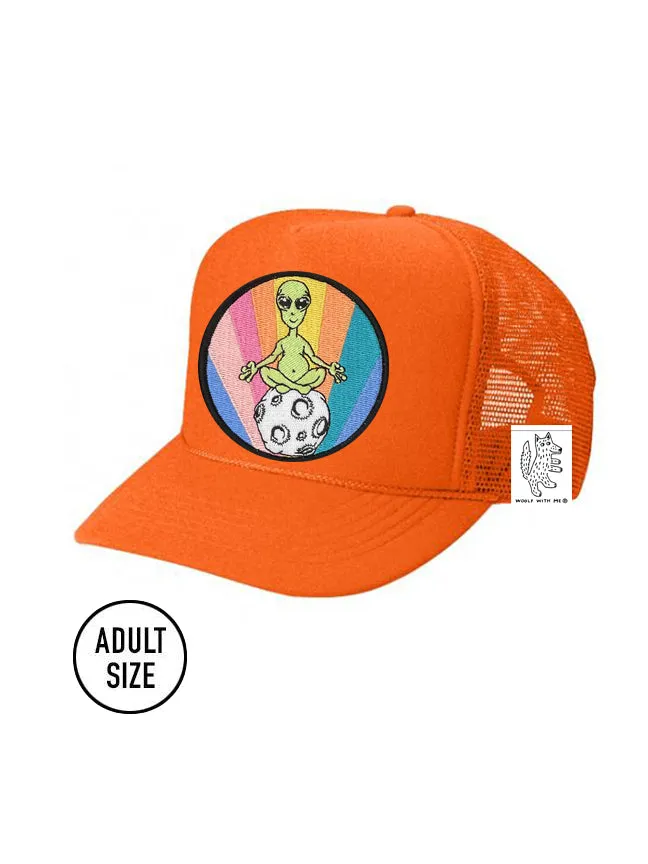 ADULT Trucker Hat with Interchangeable Velcro Patch (Orange)