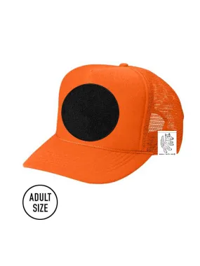 ADULT Trucker Hat with Interchangeable Velcro Patch (Orange)