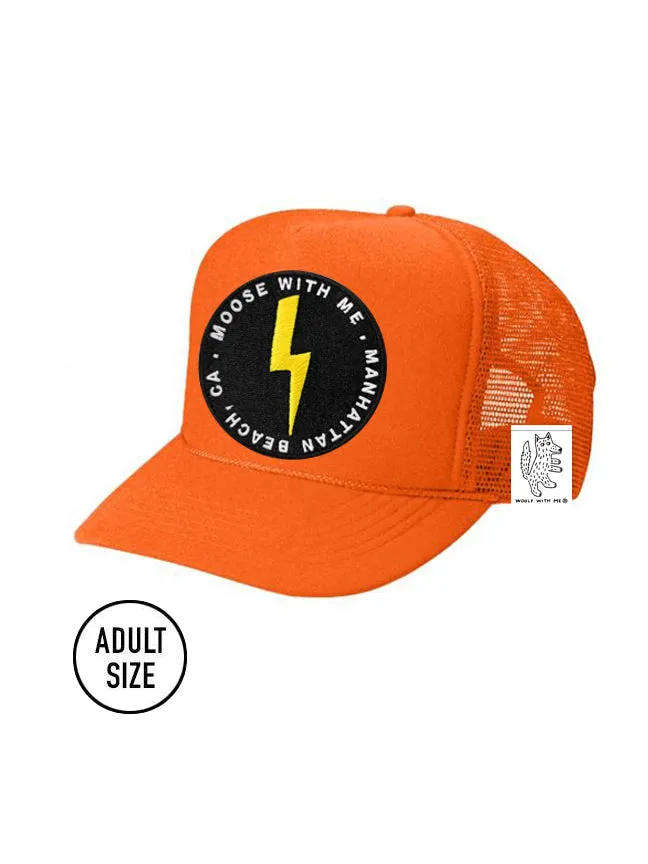 ADULT Trucker Hat with Interchangeable Velcro Patch (Orange)