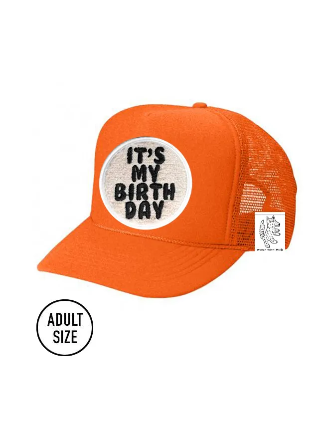 ADULT Trucker Hat with Interchangeable Velcro Patch (Orange)