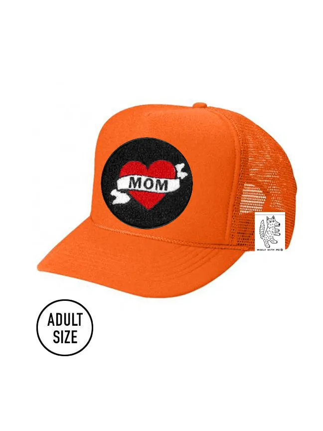 ADULT Trucker Hat with Interchangeable Velcro Patch (Orange)