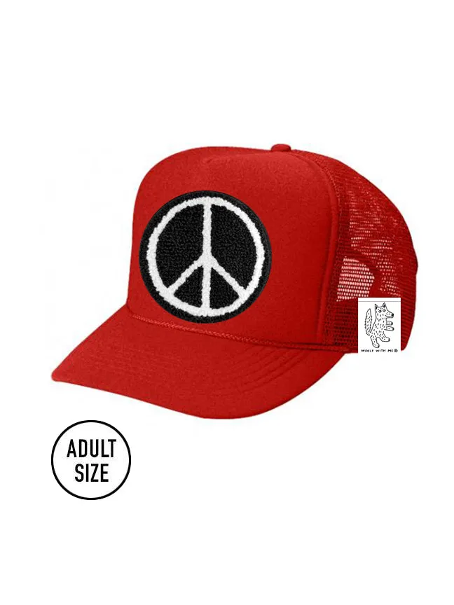 ADULT Trucker Hat with Interchangeable Velcro Patch (Red)