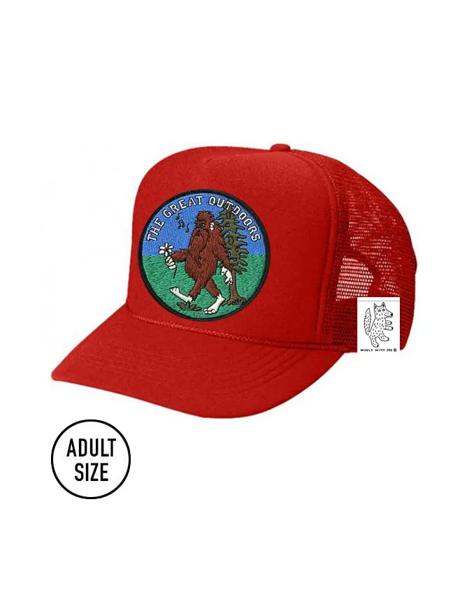 ADULT Trucker Hat with Interchangeable Velcro Patch (Red)