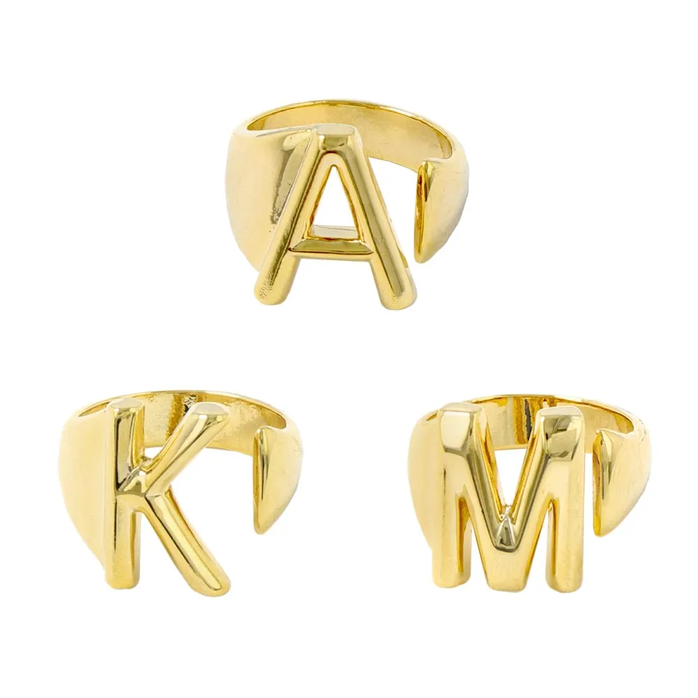 Alphabet Ring In Gold-Tone