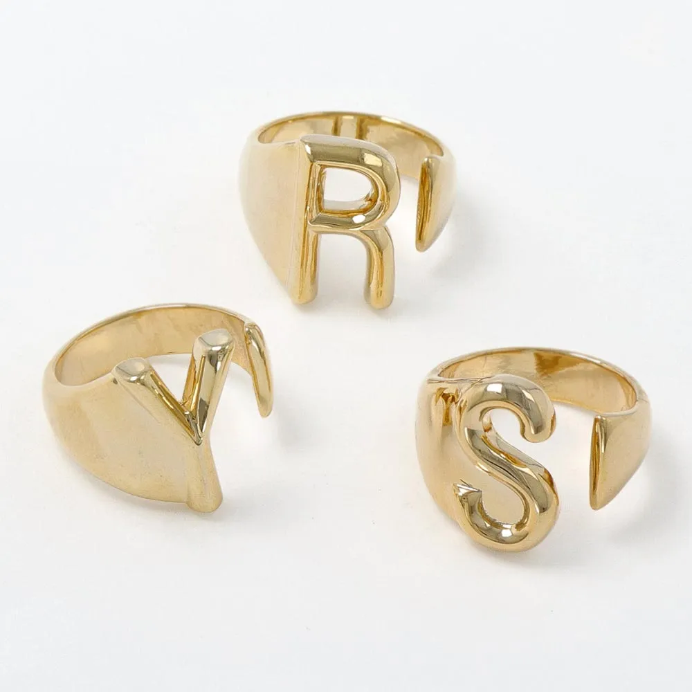 Alphabet Ring In Gold-Tone