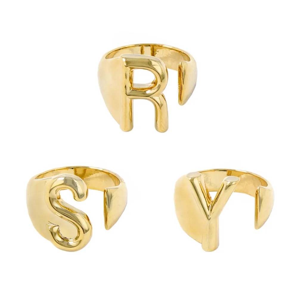 Alphabet Ring In Gold-Tone