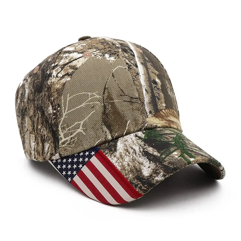 American Flag Hunting Camouflage Baseball Cap Women's Snapback Hat Summer Outdoor Fishing Hats For Men Army Camo Caps