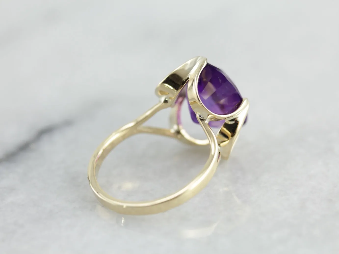 Amethyst Statement Ring in Yellow Gold