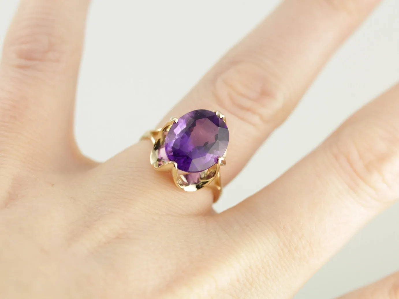 Amethyst Statement Ring in Yellow Gold