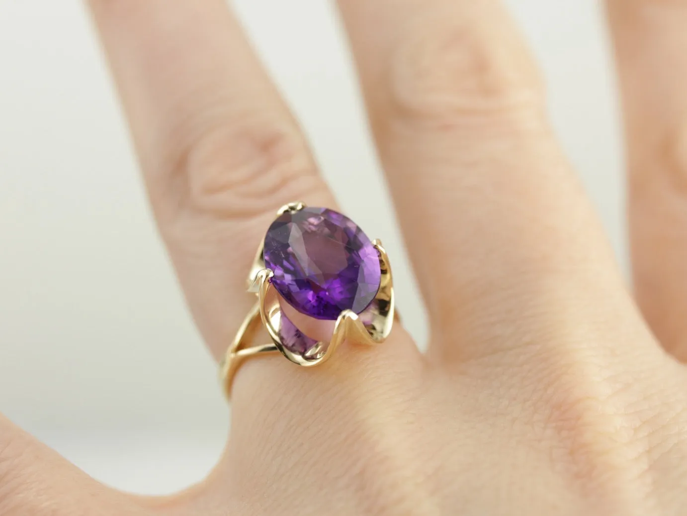 Amethyst Statement Ring in Yellow Gold