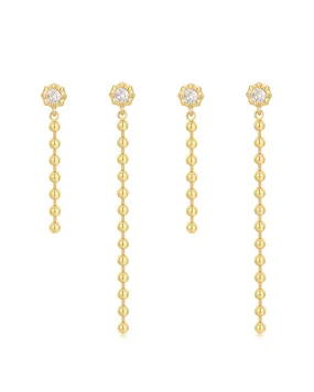 Ball Chain Drop Earring Set- Gold