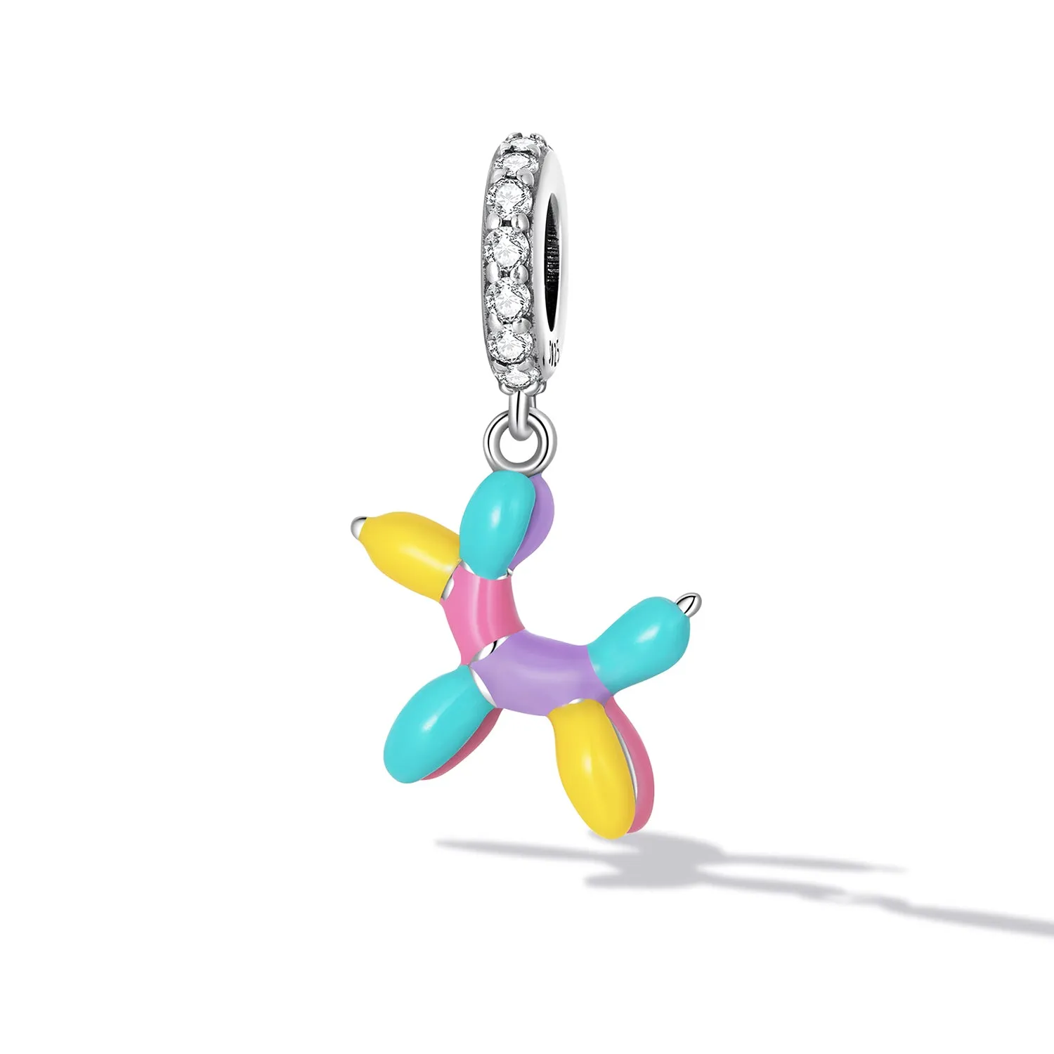 Balloon Art Enamel Dog Charm 925 Sterling Silver