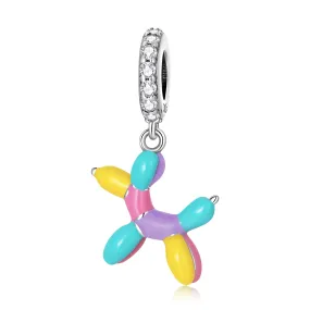 Balloon Art Enamel Dog Charm 925 Sterling Silver