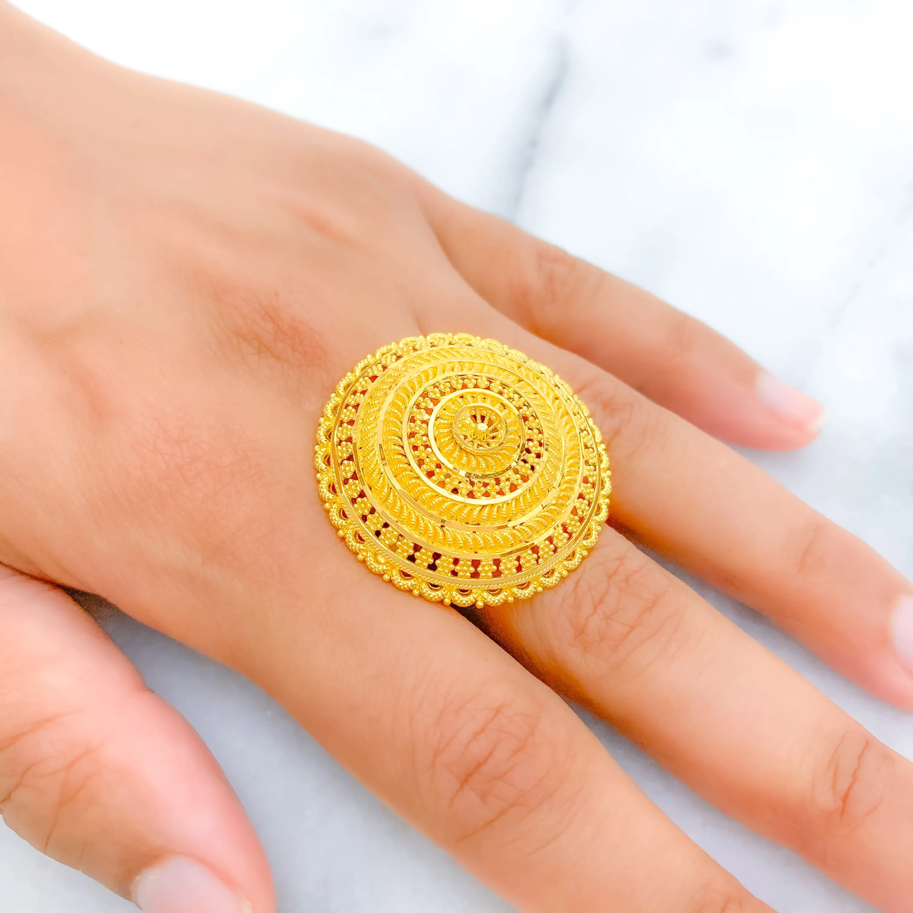 Beaded Paisley Statement Ring