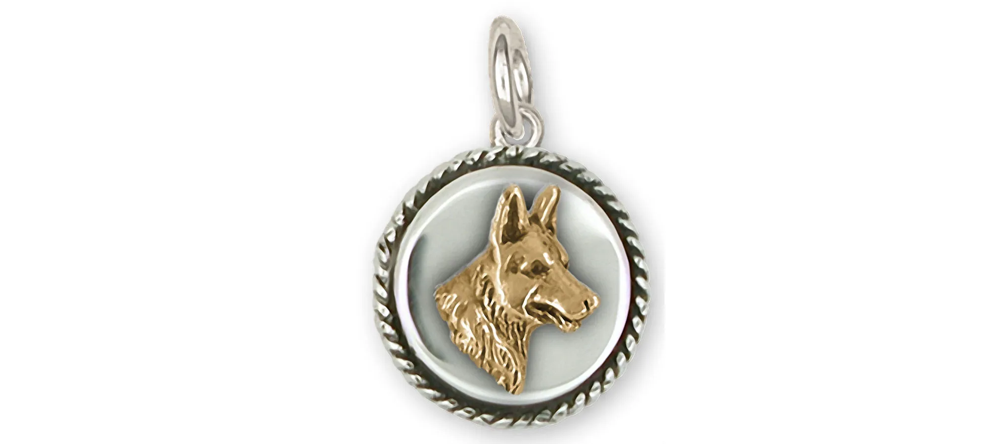 Belgian Malinois Jewelry Silver And 14k Gold Handmade Belgian Malinois Charm  BMA1H-TNDC