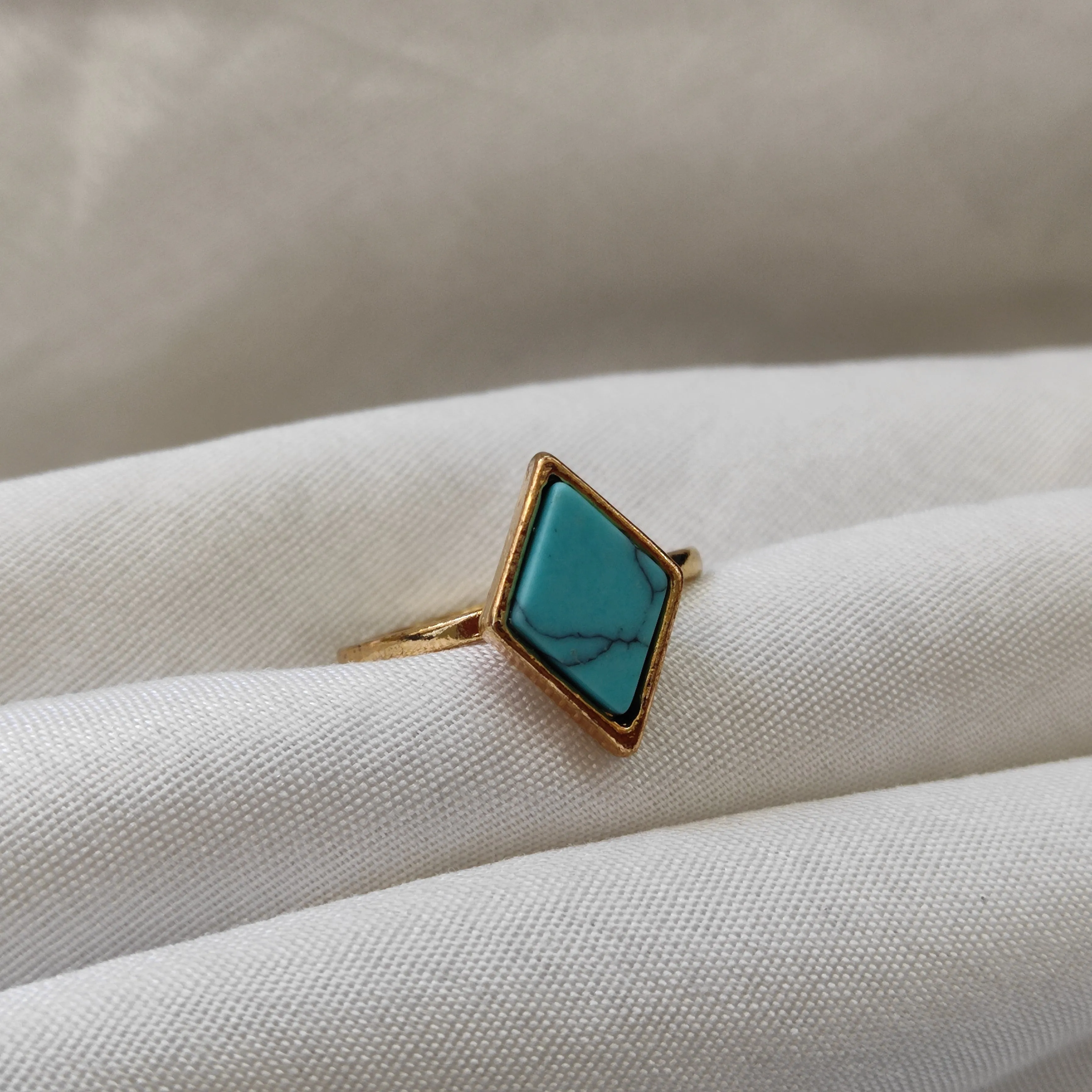 Bhavi Jewels Gold Plated Turquoise Finger Ring