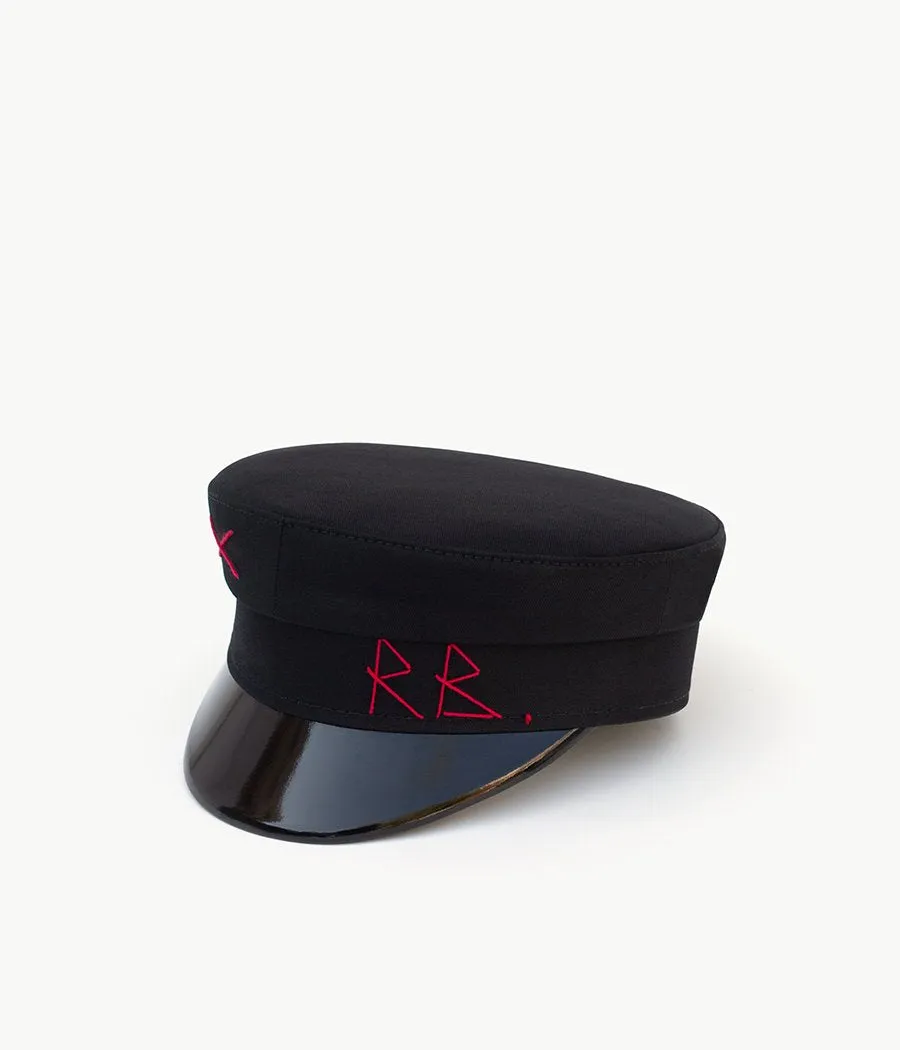 Black Cotton Baker Boy Cap