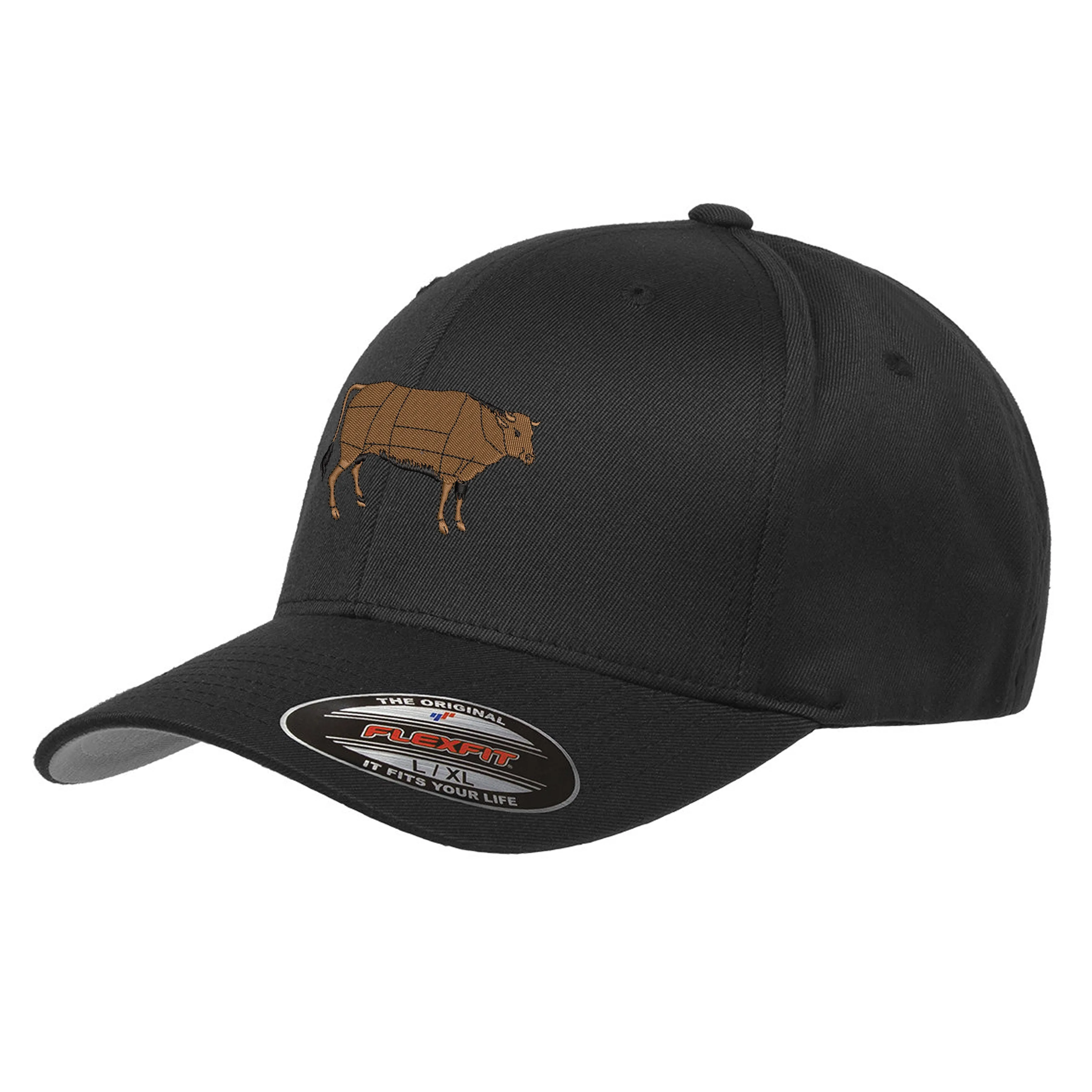 Black Fitted Cow Hat