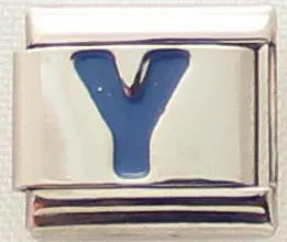 Blue Letter Y 9mm Italian Charm