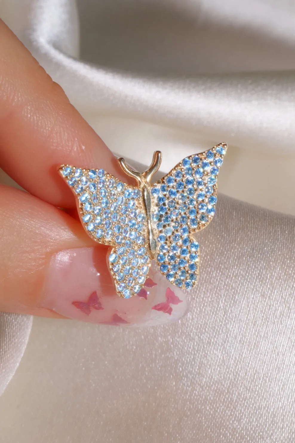 Blue Pavé Butterfly 925 Ring