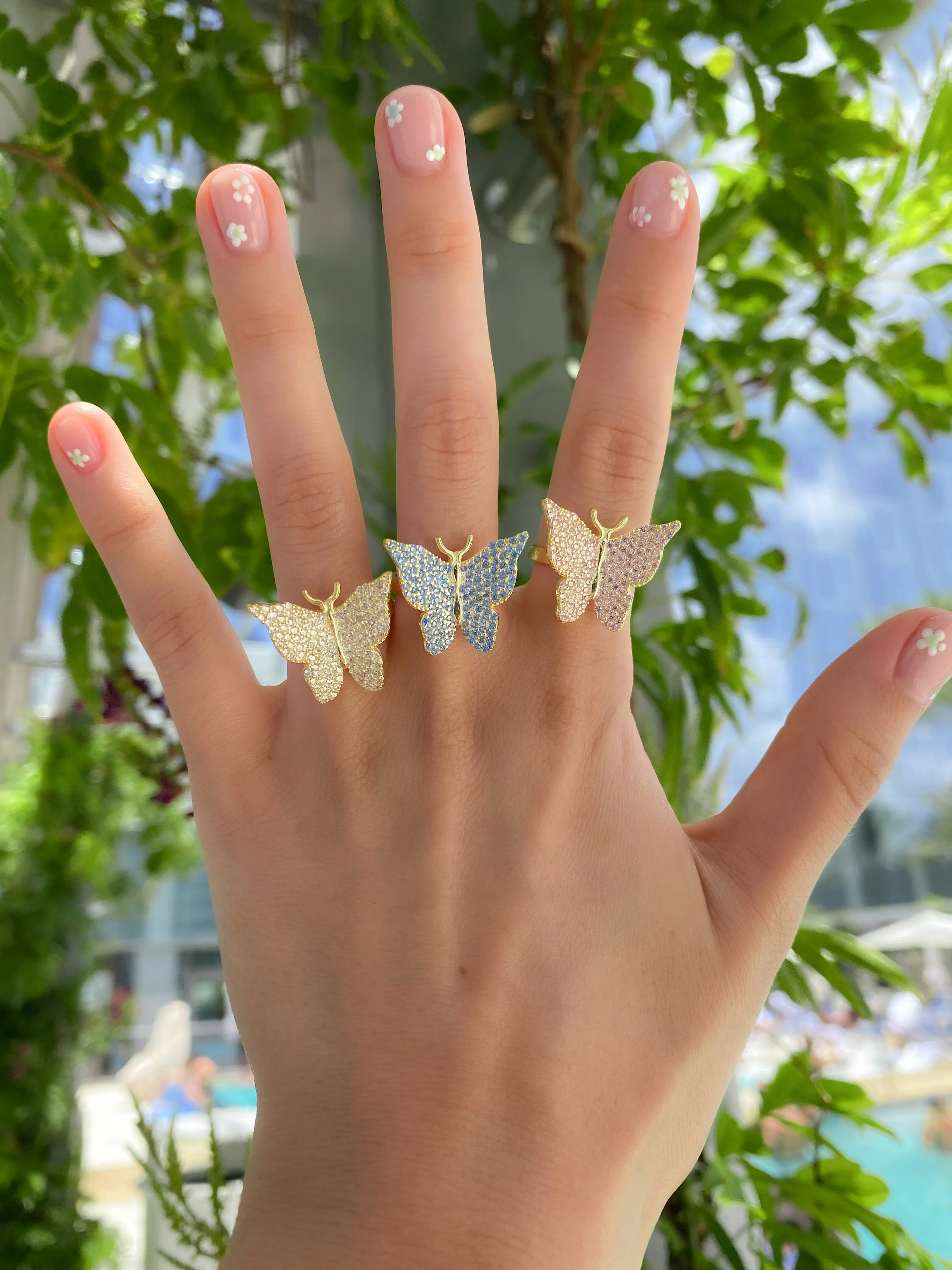 Blue Pavé Butterfly 925 Ring