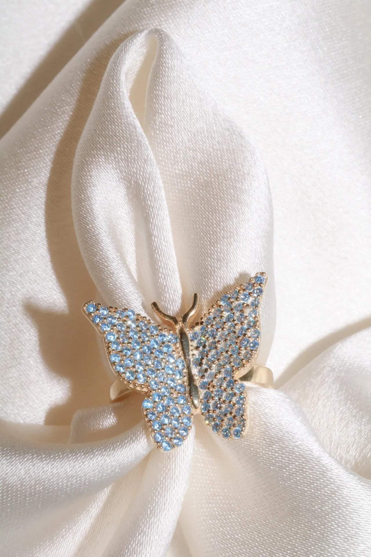 Blue Pavé Butterfly 925 Ring