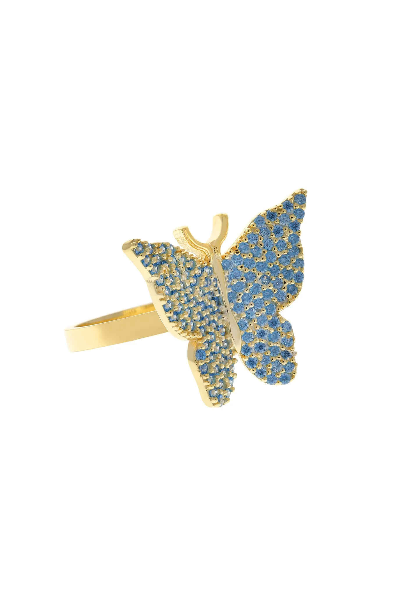 Blue Pavé Butterfly 925 Ring